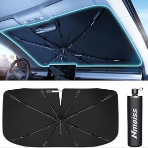 Nmoiss Blk/Beige Umbrella Style Sunshade. 56" L By 31" W. Bendable Handle. 2024